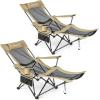 imageGoplus Reclining Camping Chair with Foot Rest Folding Lounge Chair for Adults wAdjustable Backrest Storage Bag ampamp Cup Holder Portable Recliner Beach Chair Outdoor Camp Picnics 330 LBS 2 KhakiKhaki