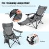 imageGoplus Reclining Camping Chair with Foot Rest Folding Lounge Chair for Adults wAdjustable Backrest Storage Bag ampamp Cup Holder Portable Recliner Beach Chair Outdoor Camp Picnics 330 LBS 2 KhakiGrey