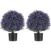 imageGoplus 22 Artificial Boxwood Topiary Ball Tree Set of 2 UV Resistant Faux Potted Plants Artificial Shrubs Bushes with Orange Fruits Fake Evergreen Artificial Topiary for Home Front Porch DecorLavender