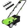 imageGoplus 2in1 Lawn Dethatcher and Scarifier 3 Level Depth Adjustable Weeder w 11 Gallon Collection Bag ampamp 2 Removable Blades 13Inch 12 Amp Corded Electric Scarifier for Garden ampamp YardGreen