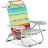 imageGoplus Beach Chair 2 Pack 330lbs Folding Backpack Beach Chairs for Adults with 5 Positions Storage Pockets Towel Bar ampamp Headrest Foldable Low Beach Lounge Portable Aluminum Lay Flat Camping ChairColourful