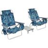 imageGoplus Beach Chair Folding Backpack Beach Chairs for Adults with 5 Positions Head Pillow Cooler Bag Towel Bar Cup Holders Sunbath Sling Tanning Lounge Foldable Layout Camping ChairsNavy