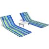 imageGoplus Beach Chairs with Side Table 2 Pack Folding Lounge Chairs for Adults with 5 Adjustable Position Backpack Lightweight Reclining Lounge Chair for Lawn Camping Picnic Sunbath Pool NavyBlue Stripe