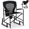 imageGoplus Outdoor Rocker Camping Chairs for Adults Portable Folding Chair wDual Springs Padded Back Cup Holder Storage Pocket HeavyDuty Rocking Arm Chair for Beach Lawn Travel Fishing2BlackBlack
