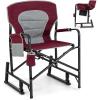 imageGoplus Outdoor Rocker Camping Chairs for Adults Portable Folding Chair wDual Springs Padded Back Cup Holder Storage Pocket HeavyDuty Rocking Arm Chair for Beach Lawn Travel Fishing2BlackWine