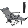 imageGoplus Reclining Camping Chair with Foot Rest Folding Lounge Chair for Adults wAdjustable Backrest Storage Bag ampamp Cup Holder Portable Recliner Beach Chair Outdoor Camp Picnics 330 LBS 2 KhakiGrey