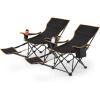 imageGoplus Reclining Camping Chair with Removable Footrest 2in1 Folding Lounge Chair wAdjustable Backrest Storage Bag ampamp Cup HolderPortable Recliner Cozy Lounge Chair for Picnic Fishing 2