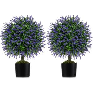 imageGoplus 22 Artificial Boxwood Topiary Ball Tree Set of 2 UV Resistant Faux Potted Plants Artificial Shrubs Bushes with Orange Fruits Fake Evergreen Artificial Topiary for Home Front Porch DecorWisteria