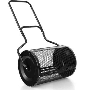 imageGoplus 24 inch Compost Spreader for Lawn Lightweight Metal Mesh Lawn Roller Double Side Latches for Topdressing ampamp Seedling Fertilizer Topsoil Peat Moss Spreader Roller Garden Yard Care GreenBlack