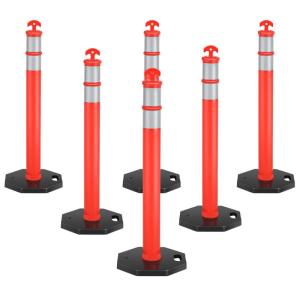 imageGoplus 45quot Delineator Post Cone 6 Pack Traffic Cone Safety Barrier with 4quot Reflective Collars 10lbs Octagonal Rubber Base Perfect as Parking Posts Construction Cones Street Stanchions