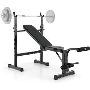 imageGoplus Adjustable Olympic Weight Bench Barbell Rack Set Foldable Workout Bench Press Set with Leg Developer Squat Rack Home Gym Flat Incline Decline Weight Lifting Strength Training