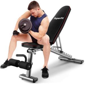 imageGoplus Adjustable Weight Bench 660 LBS Heavy Duty Commercial Grade Fitness Bench w 2 Transport Wheels Home Gym Full Body Workout Bench for Strength Training Bench Press ampamp Situp Black