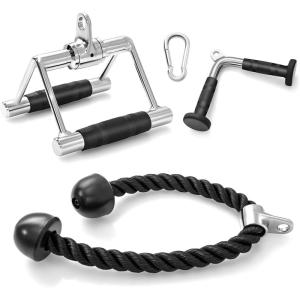 imageGoplus Cable Machine Attachment Set 4PCS 5PCS LAT Pulldown Attachments wVShaped Press Down Handle Tricep Rope Double D Handle Weight Machine Accessories for Home Gym4PCS