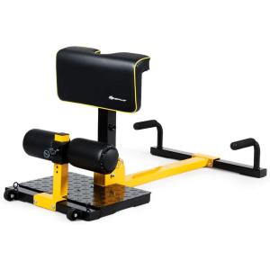imageGoplus Deep Squat Machine 8in1 Sissy Squat Fitness Equipment Functional Core Workout Training Sit Up ampamp Push Up Leg Exerciser with AntiSkid Measures Soft PVC Cover Handy Wheels YellowampampBlack