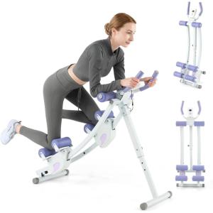 imageGoplus Foldable Core Abdominal Trainer AB Workout Machine Exercise Equipment with 4 Adjustable Heights LCD Monitor Waist Trainer Ab Cruncher Strength Training Equipment for Home Gym Fitness