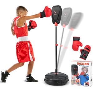 imageGoplus InflationFree Punching Bag Boxing Bag Set with Boxing Gloves Quick Rebound Design 6Position Adjustable Boxing Equipment for Kids 5 Years Old Boys Girls Christmas Birthday Gift Toys