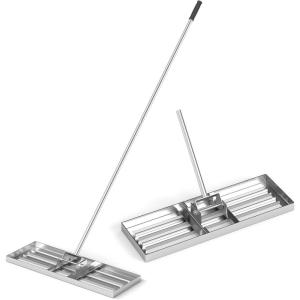 imageGoplus Lawn Leveling Rake 30quot x 10quot Heavy Duty Level Lawn Tool w Ergonomic Handle for Soil EffortSaving Landscape Rake for Garden Backyard Golf Course Farm Pasture Black30 x 10  Silver