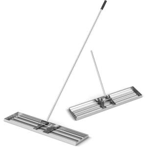 imageGoplus Lawn Leveling Rake 30quot x 10quot Heavy Duty Level Lawn Tool w Ergonomic Handle for Soil EffortSaving Landscape Rake for Garden Backyard Golf Course Farm Pasture Black42 x 10  Silver