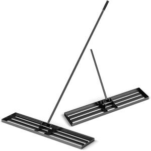 imageGoplus Lawn Leveling Rake 30quot x 10quot Heavy Duty Level Lawn Tool w Ergonomic Handle for Soil EffortSaving Landscape Rake for Garden Backyard Golf Course Farm Pasture Black46 x 10  Black