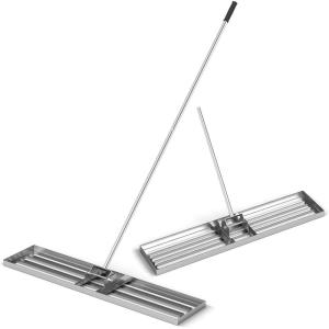 imageGoplus Lawn Leveling Rake 30quot x 10quot Heavy Duty Level Lawn Tool w Ergonomic Handle for Soil EffortSaving Landscape Rake for Garden Backyard Golf Course Farm Pasture Black46 x 10  Silver