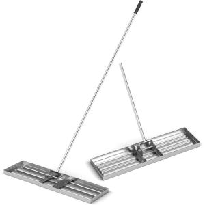 imageGoplus Lawn Leveling Rake 30quot x 10quot Heavy Duty Level Lawn Tool w Ergonomic Handle for Soil EffortSaving Landscape Rake for Garden Backyard Golf Course Farm Pasture Black36 x 10  Silver