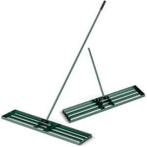 imageGoplus Lawn Leveling Rake 30quot x 10quot Heavy Duty Level Lawn Tool w Ergonomic Handle for Soil EffortSaving Landscape Rake for Garden Backyard Golf Course Farm Pasture Black46 x 10  Green
