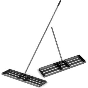 imageGoplus Lawn Leveling Rake 30quot x 10quot Heavy Duty Level Lawn Tool w Ergonomic Handle for Soil EffortSaving Landscape Rake for Garden Backyard Golf Course Farm Pasture Black36 x 10  Black
