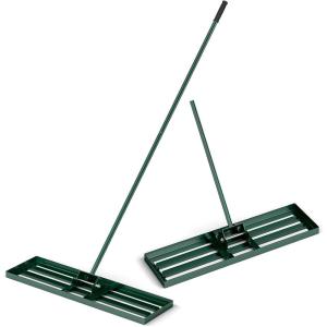 imageGoplus Lawn Leveling Rake 30quot x 10quot Heavy Duty Level Lawn Tool w Ergonomic Handle for Soil EffortSaving Landscape Rake for Garden Backyard Golf Course Farm Pasture Black36 x 10  Green