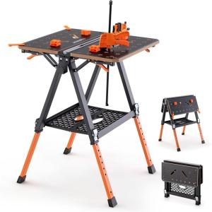 imageGoplus Portable Workbench 2in1 Folding Workmate Work Bench w4 Clamp Dogs 2 Quick Clamps 1000 LBS Capacity Height Adjustable Foldable Work Table Sawhorse for Garage Workshop No Assembly