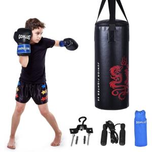 imageGoplus Punching Bag Set with Gloves 22LBS 40LBS Filled Kick Boxing Bag Rucksack Jump Rope Firm Hook Heavy Bag for Kids Youth Adults MMA Training Muay Thai Krav MAGA Taekwondo Karate22 LBS