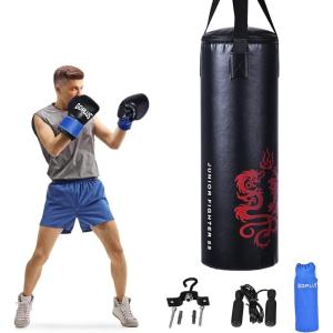 imageGoplus Punching Bag Set with Gloves 22LBS 40LBS Filled Kick Boxing Bag Rucksack Jump Rope Firm Hook Heavy Bag for Kids Youth Adults MMA Training Muay Thai Krav MAGA Taekwondo Karate40 LBS