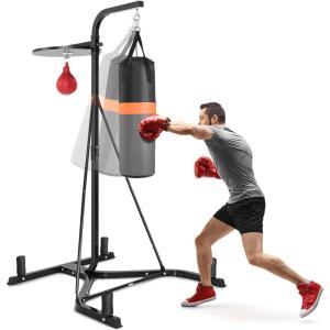 imageGoplus Punching Bag with Stand for Adults FreeStanding Heavy Bag Stand with Height Adjustable Speed Bag for Boxing Sandbag Rack Bracket Station for Home Gym Workout Fitness Holds up to 220LBS2 in 1 Boxing Stand Upgrade