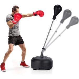 imageGoplus Punching Bag with Stand for Adults Kids Freestanding Reflex Speed Bags with 55625 Adjustable Height Boxing Equipment with Gloves for Home Gym Workout MMA Training FitnessBlack