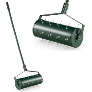 imageGoplus Rolling Lawn Aerator 21Inch Garden Yard Rotary Push Tine Filled Sand Stone Heavy Duty Spike Soil Aeration wMetal Handle Fillable Drum 51quot Manual Lawn Aeration Tool Garden Grass Patio YardGreen