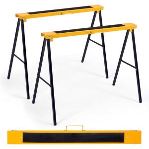 imageGoplus Saw Horses 2 Pack Folding Portable Work Horse with Fast Open Legs Convenient Handle Heavy Duty Steel Sawhorse for Garage Workshop Fully Assembled
