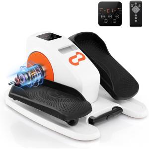 imageGoplus Under Desk Elliptical Machine Electric Seated Pedal Exerciser with LED Display Monitor Remote Control Portable Fully Assembled Ellipse Leg Exerciser for Seniors Adults Home OfficeWhite