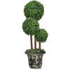 imageGoplus 3 Ft Artificial Boxwood Topiary Tree Fake Greenery Plants Triple Ball Tree Leaves ampamp CementFilled Plastic Flower Pot Decorative Trees for Home Office Indoor and Outdoor Use1