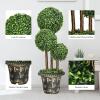 imageGoplus 3 Ft Artificial Boxwood Topiary Tree Fake Greenery Plants Triple Ball Tree Leaves ampamp CementFilled Plastic Flower Pot Decorative Trees for Home Office Indoor and Outdoor Use1