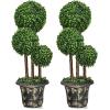 imageGoplus 3 Ft Artificial Boxwood Topiary Tree Fake Greenery Plants Triple Ball Tree Leaves ampamp CementFilled Plastic Flower Pot Decorative Trees for Home Office Indoor and Outdoor Use2