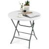 imageGoplus 32 Round Folding Table Foldable Plastic Card Table Portable Commercial Banquet Table White Outdoor Utility Folding Tables for Picnic Party Dining Camping Beach BBQ No AssemblyRound