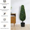 imageGoplus 3ft Artificial Boxwood Tower Topiary Trees 2 Pack Faux Decorative Plants in CementFilled Plastic Pot Fake Greenery Plants for Indoor Outdoor Home Office Garden Porch Decor