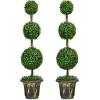 imageGoplus 4 Ft Artificial Boxwood Topiary Fake Greenery Plants Ball Leaves ampamp CementFilled Plastic Flower Pot Decorative Trees for Home Office Indoor Outdoor2