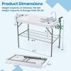 imageGoplus 425 Folding Fish Cleaning Table with Sink and Spray Nozzle Portable Camping Sink Table with Faucet Drainage Hose Grid Rack Knife Groove Outdoor Fish Fillet Cleaning Station for Picnic