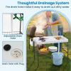 imageGoplus 425 Folding Fish Cleaning Table with Sink and Spray Nozzle Portable Camping Sink Table with Faucet Drainage Hose Grid Rack Knife Groove Outdoor Fish Fillet Cleaning Station for Picnic