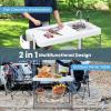 imageGoplus 425 Folding Fish Cleaning Table with Sink and Spray Nozzle Portable Camping Sink Table with Faucet Drainage Hose Grid Rack Knife Groove Outdoor Fish Fillet Cleaning Station for Picnic