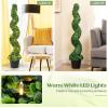 imageGoplus 4FT Artificial Spiral Boxwood Topiary Tree 2 Pack Greenery Large Faux Plant in CementFilled Plastic Pot Tall Fake Plant for Indoor Outdoor Home Front Porch DecorLighted