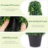 imageGoplus 4FT Artificial Spiral Boxwood Topiary Tree 2 Pack Greenery Large Faux Plant in CementFilled Plastic Pot Tall Fake Plant for Indoor Outdoor Home Front Porch DecorLighted