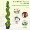 imageGoplus 4FT Artificial Spiral Boxwood Topiary Tree 2 Pack Greenery Large Faux Plant in CementFilled Plastic Pot Tall Fake Plant for Indoor Outdoor Home Front Porch DecorLighted
