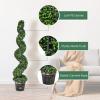 imageGoplus 4FT Artificial Spiral Boxwood Topiary Tree 2 Pack Greenery Large Faux Plant in CementFilled Plastic Pot Tall Fake Plant for Indoor Outdoor Home Front Porch DecorNormal