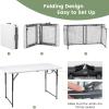 imageGoplus 4ft Folding Table 48 x 24 Inch Indoor Outdoor Foldable Plastic Folding Tables Height Adjustable Portable Rectangular Utility Card Table wHandle for Picnic Party Dining Camping White